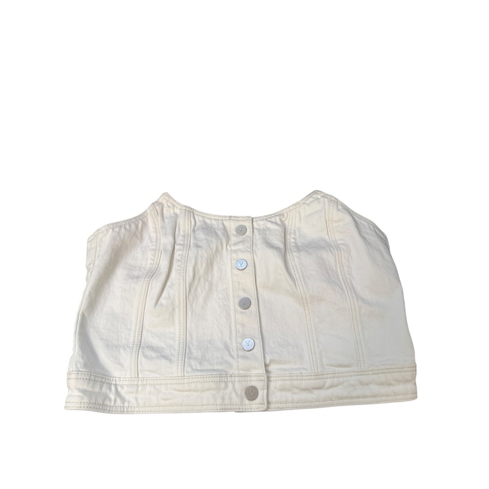 Abrand Jeans Bustier Top Women L White‎ Angel Bustier Denim Button Front NWT